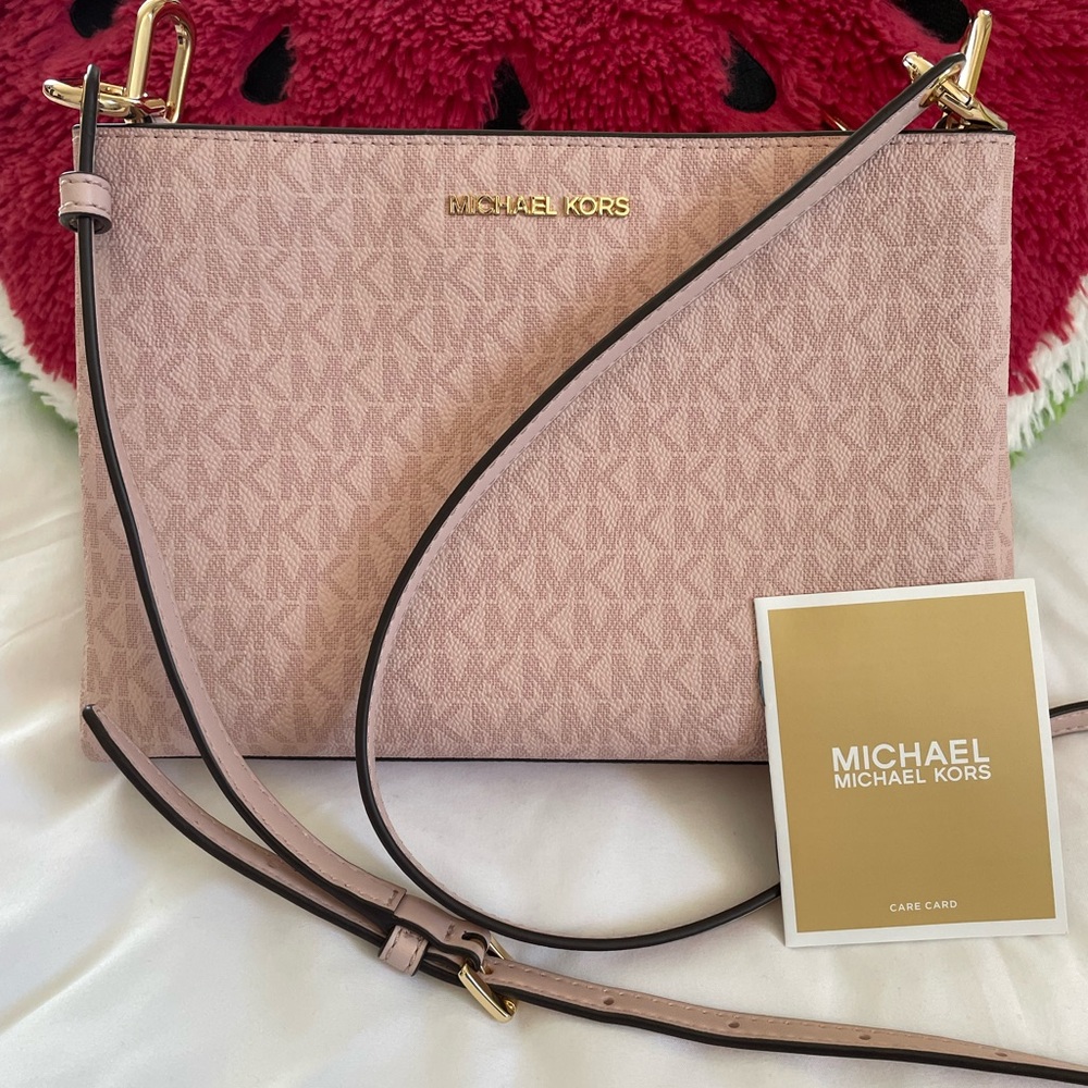 Michael Kors Pink Crossbody Bag with Gold-Tone Hardware